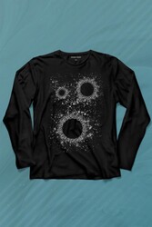 Kara Delik Uzay Zaman Galaksi Karadelikler Cosmos Kümesi Uzun Kollu Tişört Baskılı T-Shirt - Thumbnail