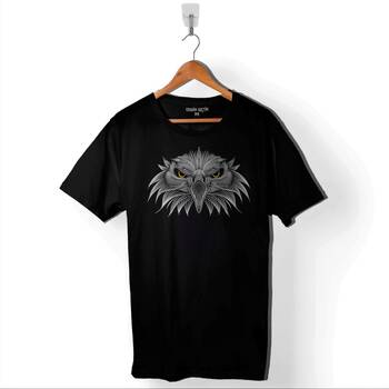 Kara Kartal Black Eagle Çizgili Baskılı Tişört Unisex T-Shirt