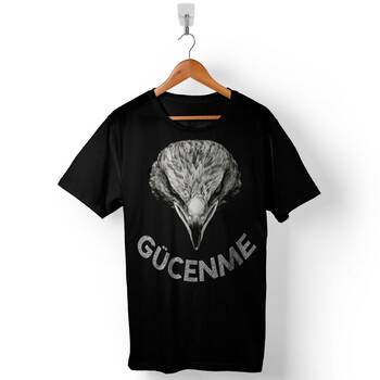 Kara Kartal Gücenme Baskılı Tişört Unisex T-Shirt