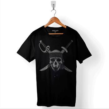 Karayip Korsanları Kuru Kafa Skull Baskılı Tişört Unisex T-Shirt