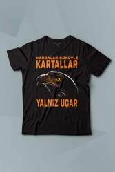 Kargalar Sürüyle Kartallar Yalnız Uçar Kartal Kafa Baskılı Çocuk Tişört Kısa Kollu - Thumbnail