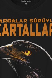 Kargalar Sürüyle Kartallar Yalnız Uçar Kartal Kafa Baskılı Tişört Unisex T-shirt - Thumbnail