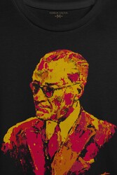 Karizma Gözlüklü Atatürk Sarı Kırmızı Baskılı Tişört Unisex T-shirt - Thumbnail