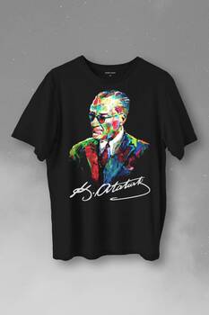 Karizma Gözlüklü Gazi Mustafa Kemal Atatürk Portresi Baskılı Tişört Unisex T-Shirt