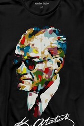 Karizma Gözlüklü Gazi Mustafa Kemal Atatürk Portresi Uzun Kollu Tişört Baskılı T-Shirt - Thumbnail