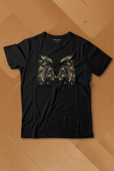 Karşılıklı Kükreyen Aslan Kafaları Lion Head Baskılı Tişört Çocuk T-shirt - Thumbnail