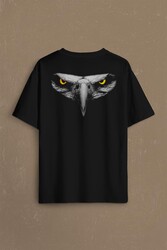 Oversize Tişört Kartal Kafa Göz Black Eagle Design Tasarım Sırt Ön Baskılı Unisex T-Shirt - Thumbnail