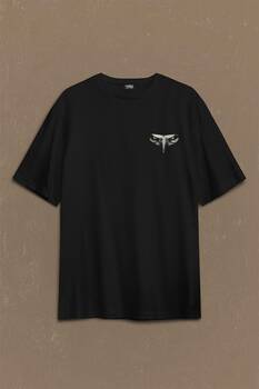 Oversize Tişört Kartal Kafa Göz Black Eagle Design Tasarım Sırt Ön Baskılı Unisex T-Shirt