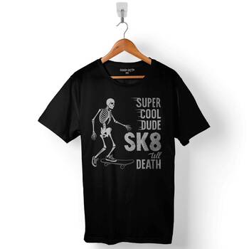 Kaykay Skateboarding Kuru Kafa Death Kay Kay Sporu Baskılı Tişört Unisex T-Shirt