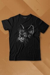 Kedi Silüeti Black Cat Çizim Baskılı Tişört Çocuk T-shirt - Thumbnail