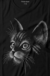 Kedi Silüeti Black Cat Çizim Baskılı Tişört Çocuk T-shirt - Thumbnail