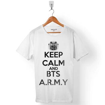 KEEP CALM AND BTS ARMY LOGO BANGTAN BOYS ERKEK TİŞÖRT