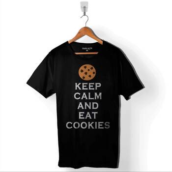 Keep Calm And Eat Cokies Kurabiye Pasta Baskılı Tişört Unisex T-Shirt