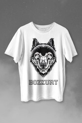 Kırmızı Gözlü Vahşi Kurt Kafası Wolf Head Bozkurt Baskılı Tişört Unisex T-shirt - Thumbnail