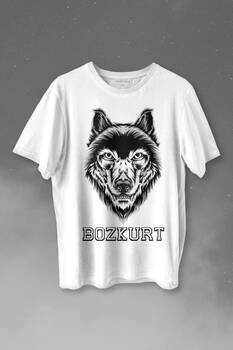 Kırmızı Gözlü Vahşi Kurt Kafası Wolf Head Bozkurt Baskılı Tişört Unisex T-shirt