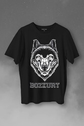 Kırmızı Gözlü Vahşi Kurt Kafası Wolf Head Bozkurt Baskılı Tişört Unisex T-Shirt - Thumbnail