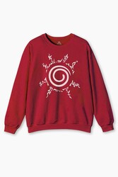 Kırmızı Sweatshirt Kyuubi Seal Of Naruto Jinchuuriki Anime Baskılı Sweat Swet - Thumbnail