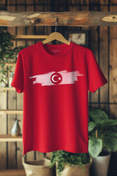 Kırmızı Unisex T-shirt Türkiye Bayrak Futbol Voleybol Basketbol Nostalji Milli Takım Baskılı Tişört - Thumbnail