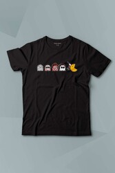 Kısa Kollu Çocuk Tişört Among Us Pacman Hallowen Korku Film Oyun Siyah Baskılı T-shirt - Thumbnail