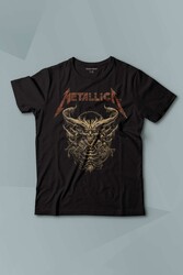 Kısa Kollu Çocuk Tişört Metallica Sargı Canavar Skull Vintage Korku Siyah Baskılı Tişört - Thumbnail