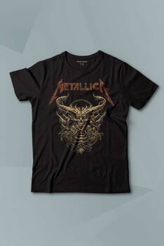 Kısa Kollu Çocuk Tişört Metallica Sargı Canavar Skull Vintage Korku Siyah Baskılı Tişört