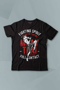 Kısa Kollu Çocuk Tişört Muay Thai Fight The Art Of Fighting Dövüş Siyah Baskılı T-shirt