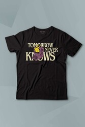 Kısa Kollu Çocuk Tişört Tomorrow Never Knows y2k Future Vintage Sokak Siyah Baskılı T-shirt - Thumbnail