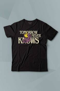 Kısa Kollu Çocuk Tişört Tomorrow Never Knows y2k Future Vintage Sokak Siyah Baskılı T-shirt