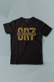 Kısa Kollu Siyah Çocuk T-shirt Cristiano Ronaldo Best Footballer Baskılı Çocuk Tişört