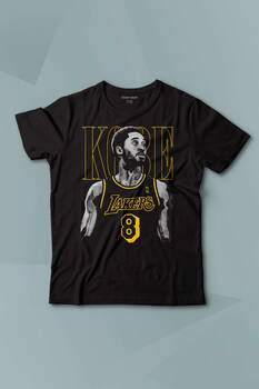 Kısa Kollu Siyah Çocuk T-shirt Kobe Bryant No 8 Basketball Baskılı Çocuk Tişört Kısa Kollu