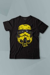 Kısa Kollu Siyah Çocuk T-shirt Star Wars Mask Sarı Baskılı Çocuk Tişört - Thumbnail