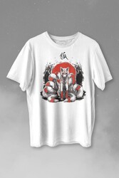 Kitsune Japon Tilkisi Japanese Baskılı Tişört Unisex T-shirt - Thumbnail