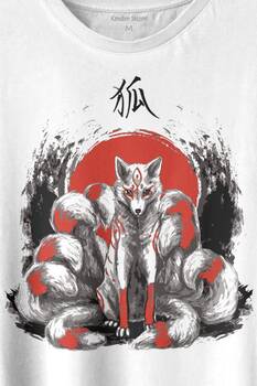 Kitsune Japon Tilkisi Japanese Baskılı Tişört Unisex T-shirt