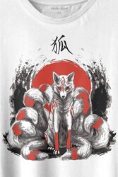 Kitsune Japon Tilkisi Japanese Baskılı Tişört Unisex T-shirt - Thumbnail