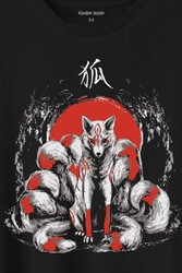 Kitsune Japon Tilkisi Japanese Baskılı Tişört Unisex T-Shirt - Thumbnail