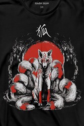 Kitsune Japon Tilkisi Japanese Uzun Kollu Tişört Baskılı T-Shirt - Thumbnail