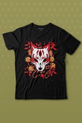 Kitsune Mask Japanese Japon Kültür Baskılı Tişört Çocuk T-shirt - Thumbnail