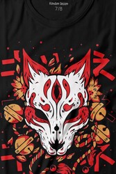 Kitsune Mask Japanese Japon Kültür Baskılı Tişört Çocuk T-shirt - Thumbnail