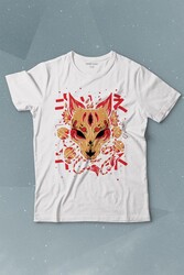 Kitsune Mask Japanese Japon Kültür Baskılı Tişört Çocuk T-shirt - Thumbnail