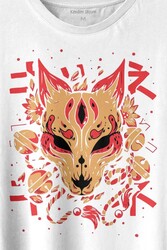 Kitsune Mask Japanese Japon Kültür Baskılı Tişört Unisex T-shirt - Thumbnail