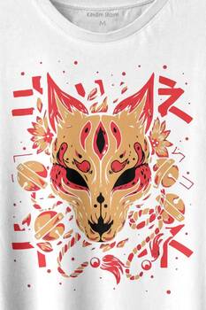 Kitsune Mask Japanese Japon Kültür Baskılı Tişört Unisex T-shirt