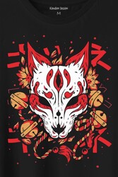 Kitsune Mask Japanese Japon Kültür Baskılı Tişört Unisex T-Shirt - Thumbnail