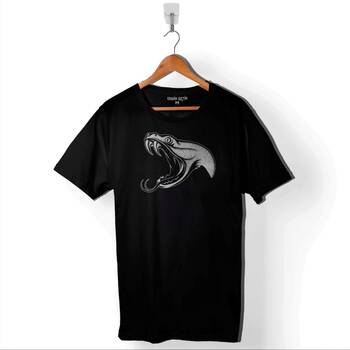 Kral Kara Kobra Yılan King Black Snake Cobra Baskılı Tişört Unisex T-Shirt