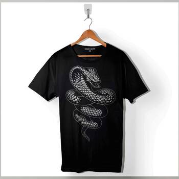 Kral Kara Kobra Yılan King Black Snake Cobra Baskılı Tişört Unisex T-Shirt