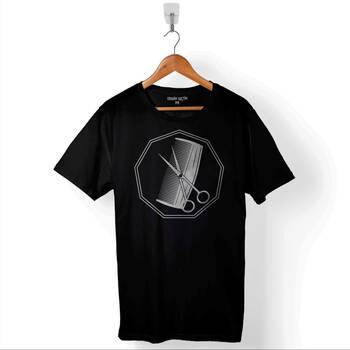 Kuaför Makas Tarak Saç Sakal Berber Barber Baskılı Tişört Unisex T-Shirt