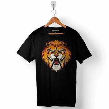 Kükreyen Aslan Kafası Head Lion Arslan Baskılı Tişört Unisex T-Shirt