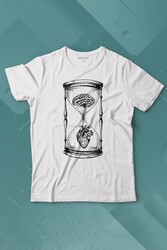 Kum Saati Kalp Beyin Aşk Mantık Baskılı Tişört Çocuk T-shirt - Thumbnail