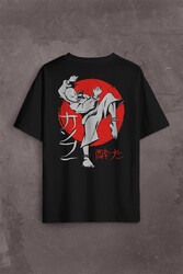 Kung Fu Uzak Doğu Spor Japonca Japanese Sırt Ön Baskılı Oversize Tişört Unisex T-Shirt - Thumbnail