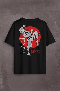 Kung Fu Uzak Doğu Spor Japonca Japanese Sırt Ön Baskılı Oversize Tişört Unisex T-Shirt