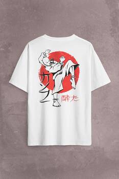 Kung Fu Uzak Doğu Spor Japonca Japanese Sırt Ön Baskılı Oversize Tişört Unisex T-Shirt